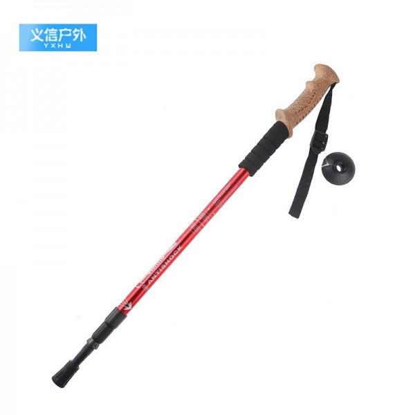 EVA仿软木三节登山杖直柄轻便手杖老人杖户外徒步铝合金手杖