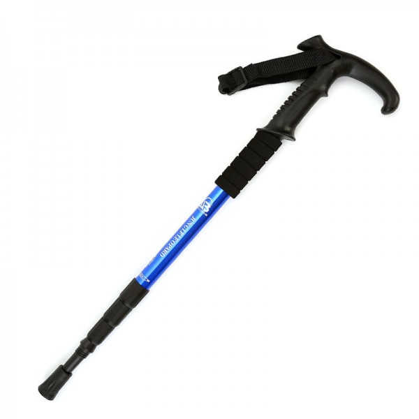 多功能铝合金四节弯柄直柄二用 户外登山杖 野营杖 登高杖 老人杖