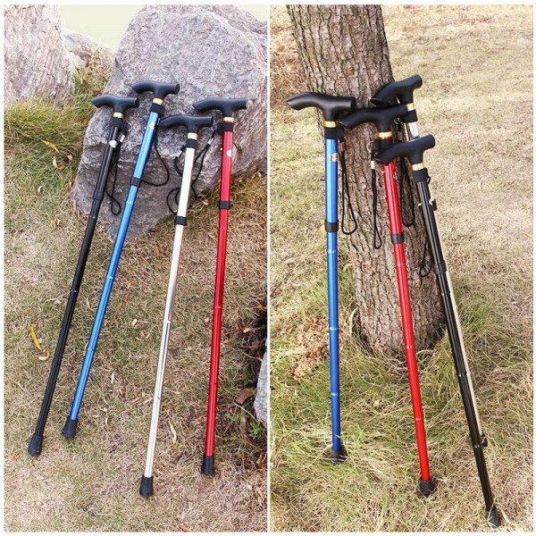 登山杖超轻伸缩折叠徒步爬山拐杖拐棍扙手杖女户外装备铝合金五节