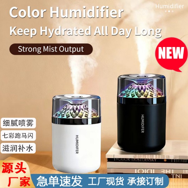 跨境裂纹蜂彩加湿器 usb迷你家用卧室喷雾轻音七彩灯补水加湿器